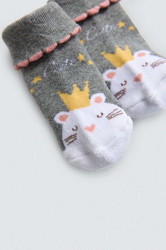 Pack de 2 Pares de Meias Termicas Antiderrapantes para Bebé