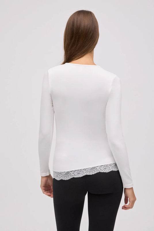 Camisola Térmica Decote em V com Renda- Ysabel Mora