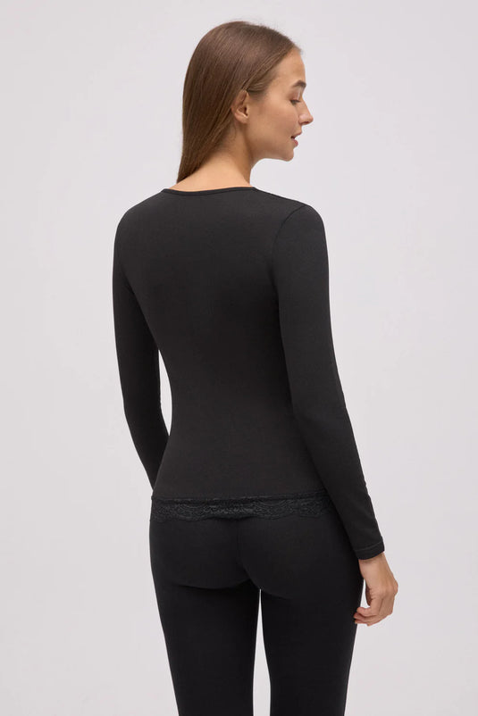 Camisola Térmica Decote em V com Renda- Ysabel Mora