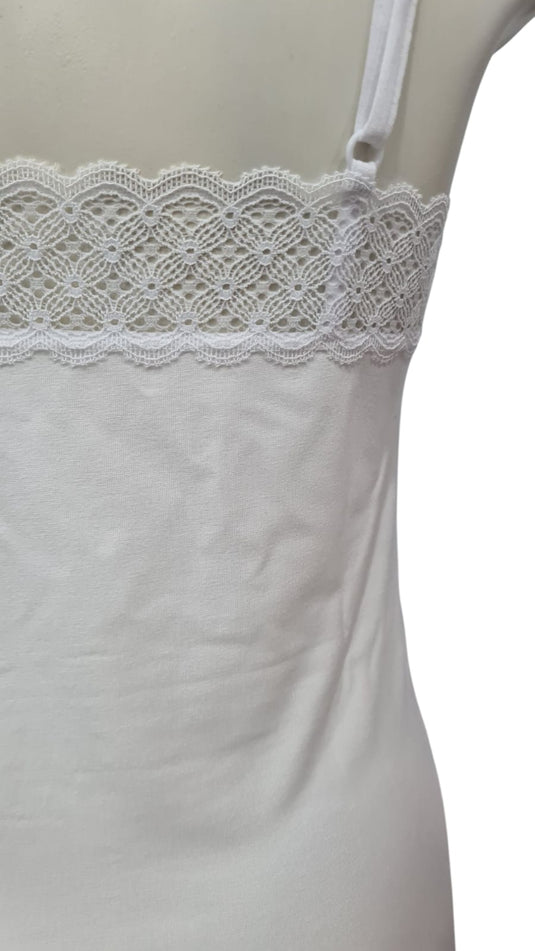 Camisola de Alça com Renda em Modal