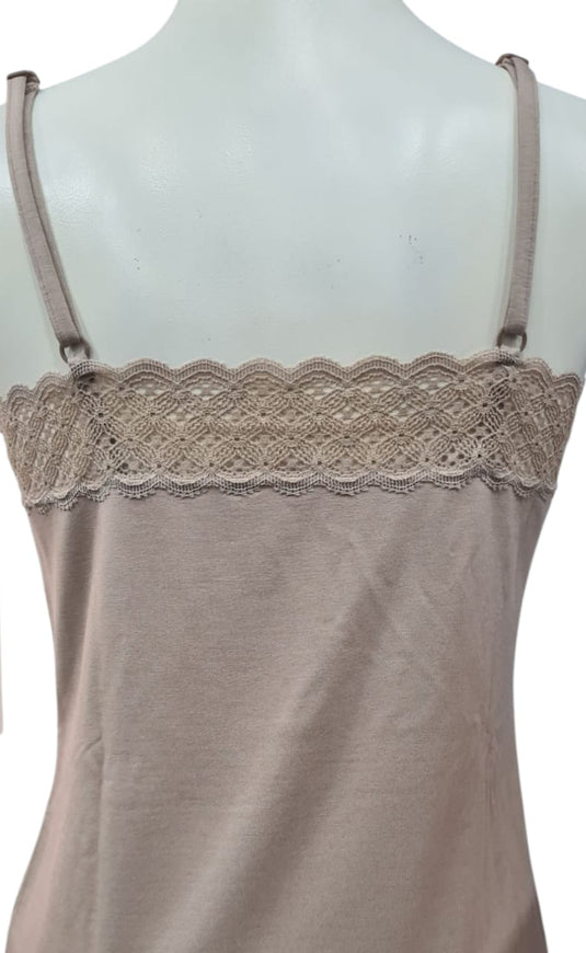 Camisola de Alça com Renda em Modal