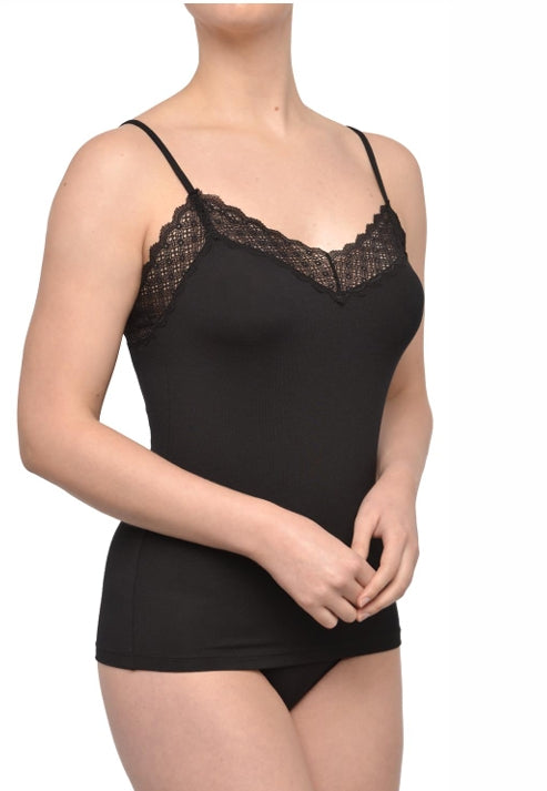 Camisola de Alça com Renda em Modal