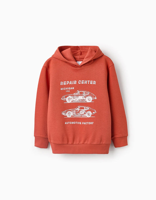 Sweat Cardada com Capuz "Repair Center" Menino