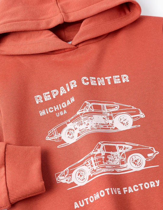 Sweat Cardada com Capuz "Repair Center" Menino