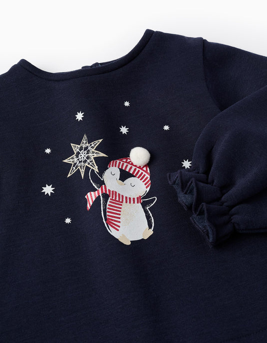 Sweat de natal Cardada para Bebé "Pinguim" Menina