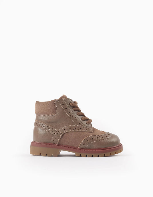 Botas Brogue de Pele Zippy