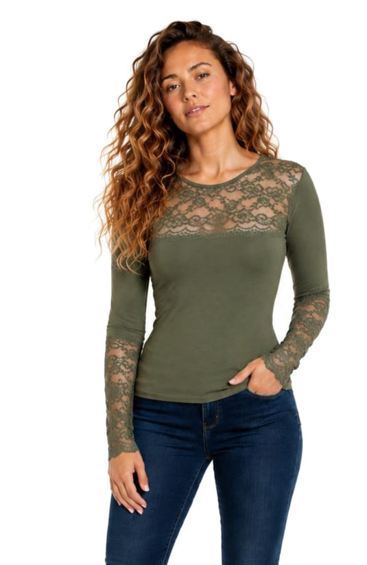 Camisola de Manga Comprida com Renda 85-98
