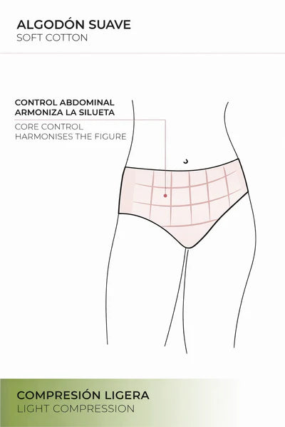 Cueca Redutora de Algodão com Tule Ysabel Mora,  Compressão Leve